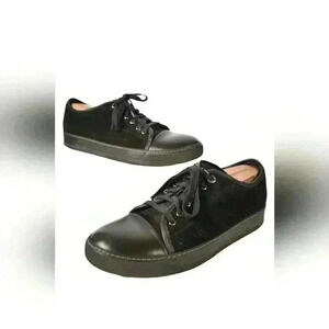 LANVIN Black Suede Calfskin DBB1 Captoe Sneaker 9US Italy